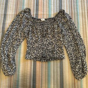 Sienna Sky Navy Blue Floral Cropped Top Size S